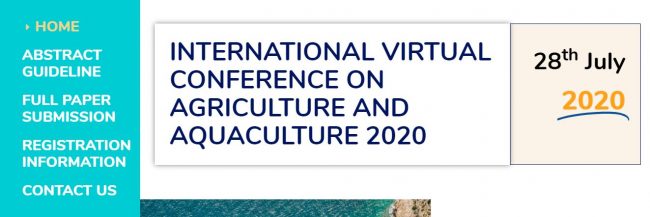 agri aqua virtual conference Virtual Conference on Agriculture and Aquaculture 2020